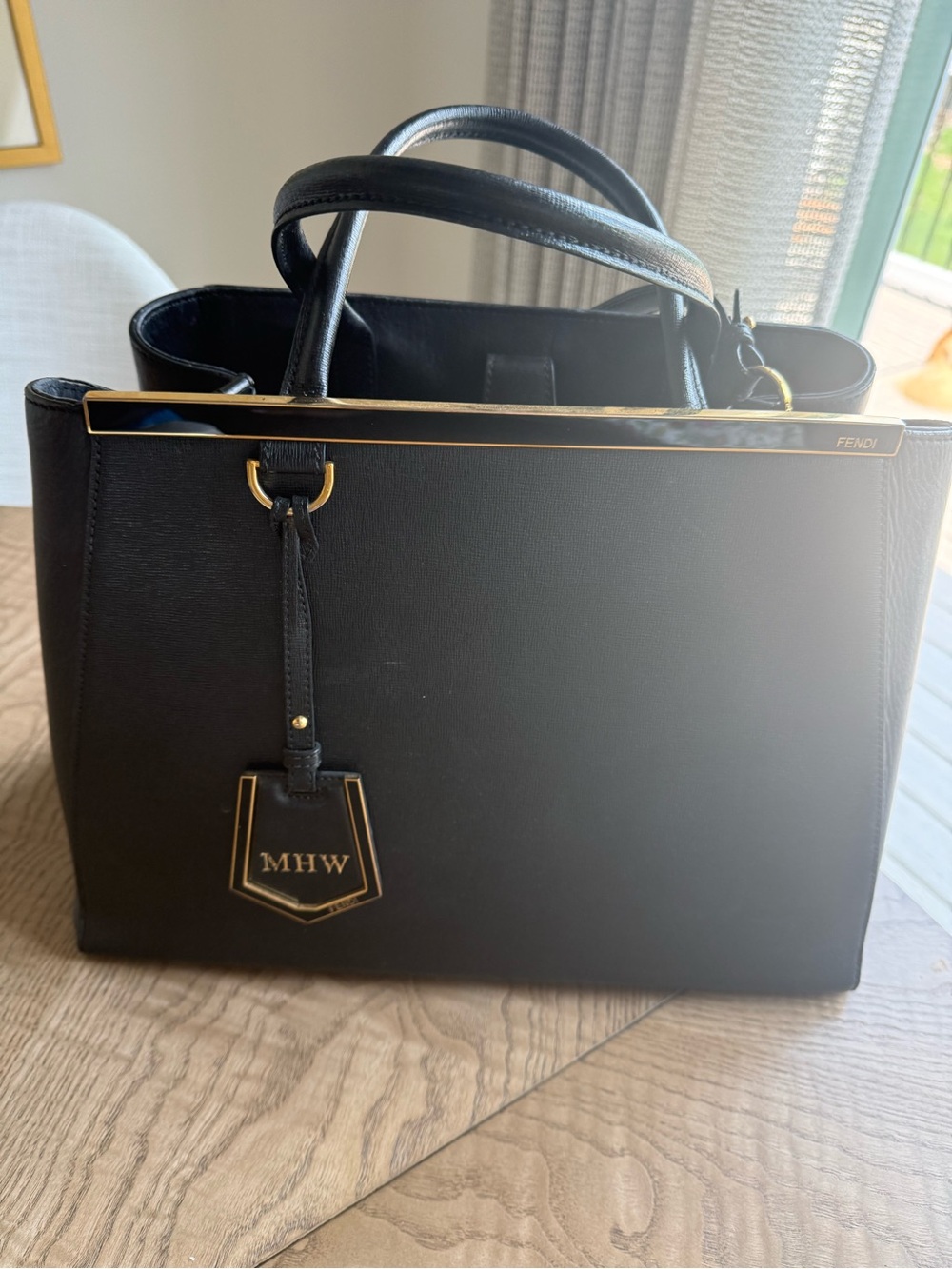 Fendi Black Leather 2Jours with Gold Hardware